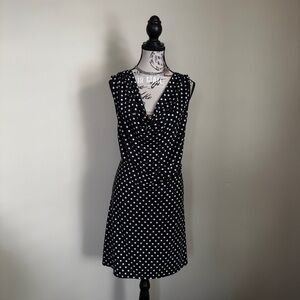 Jessica black and white polka dot cowl neck y2k sleeveless dress